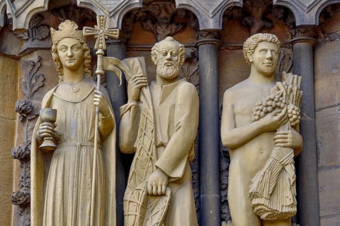 Portal of the Church of Our Dear Lady, French Gothic, detail, Trier, Rhineland-Palatinate, Germany,