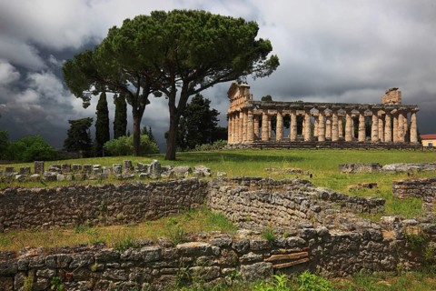 The Athenaion, Temple of Ceres or Temple of Athena in Paestum, Campania, Italy, Europe