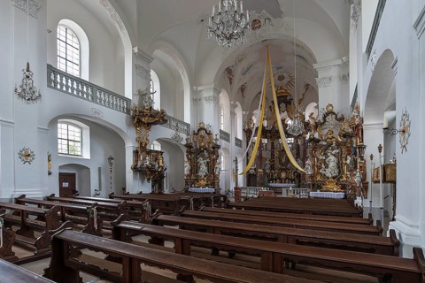 Interior of the pilgrimage church Maria Limbach, built 1751-1755, Limbach, Lower Franconia,