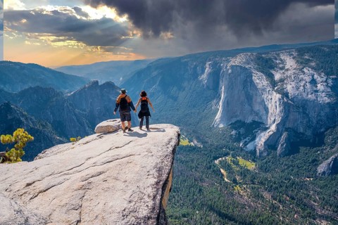 Finished the Taft point trekking in Yosemite National Park in sunset. United States