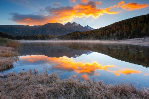 Lej da Staz, Upper Engadine, Grisons, Switzerland, Europe