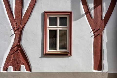 Restored half-timbering in detail, Bad Urach, Reutlingen district, Baden-Württemberg, Germany,