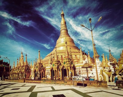 Vintage retro effect filtered hipster style image of Myanmer famous sacred place and tourist