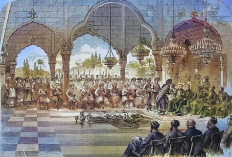 Reception of the Governor General of India by the Rajah of Lucknow, Lakhnau, in 1868, India,