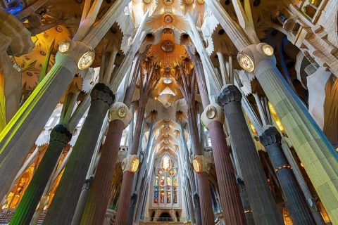 Interior of the Sagrada Família, Church of the Atonement of the Holy Family, architect Antoni
