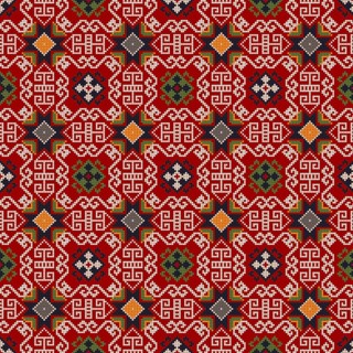 Traditional Georgian folk art embroidery vector pattern