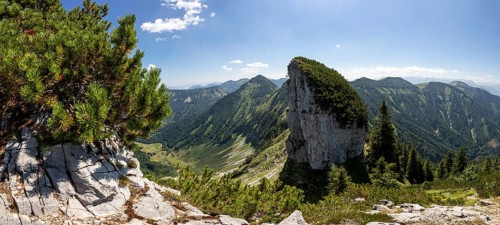 Panorama photo, mountain landscape, summit massif of the Regenspitz with Gennerhorn, Osterhorn