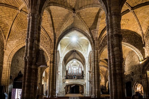 Interior view, church, La Puerta de las Gentes, San Vicente de la Barquera, Cantabria, Spain,