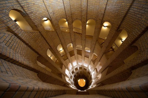 Interior photograph, view from top to bottom, bell tower, Franzoesischer Dom, Gendarmenmarkt,