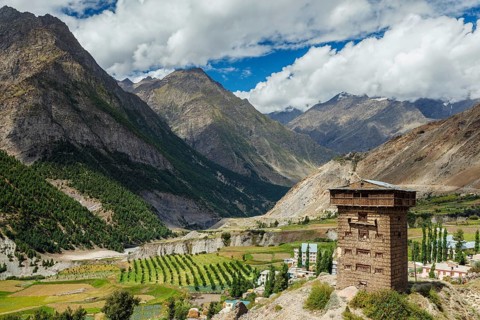 Gondla castle or fort built in 1700 A. D. Lahaul valley, Hiachal Pradesh, India, Asia
