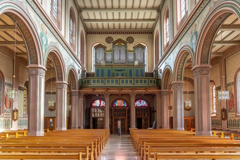 Interior and organ of the Church of St Peter and Paul in Lahr/Black Forest, Baden-Württemberg,