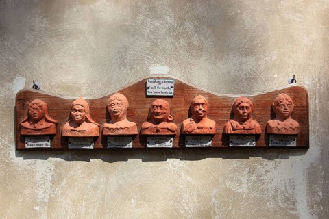 The seven deadly sins, pride, avarice, unchastity, anger, gluttony, envy, sloth, symbolised by