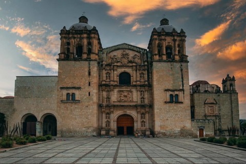 Landmark Oaxaca Cathedral Our Lady of the Assumption on the main Zocalo Square in historic city