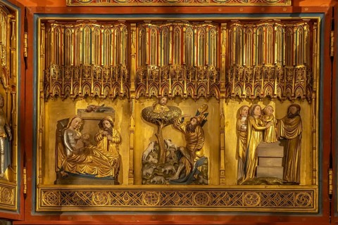 Detail of the cross altar in Doberan Minster in Bad Doberan, Mecklenburg-Western Pomerania,