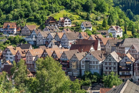 View of the half-timbered houses in Schiltach, Black Forest, Baden-Württemberg, Germany, Europe