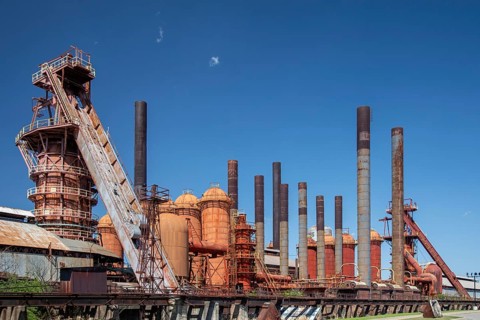 Birmingham, Alabama - The Sloss Furnaces National Historic Landmark. The furnaces made pig iron