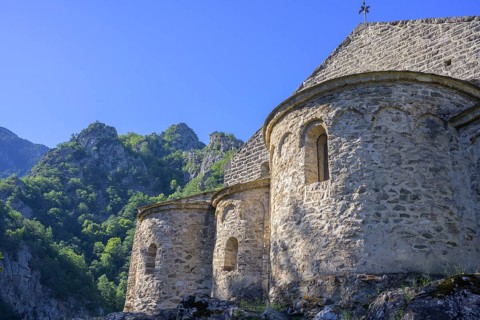Abbey of Saint Martin du Canigou Casteil, Département Pyrénées-Oriental, France, Europe