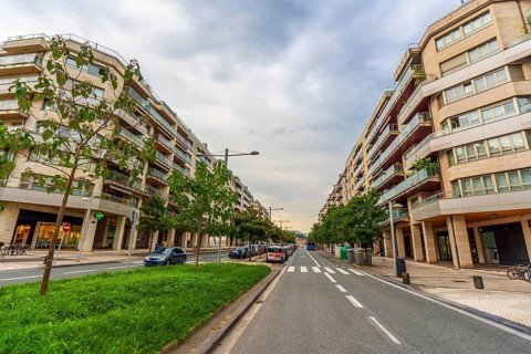 Modern buildings in the Riberas de Loiola neighbourhood in Donostia San Sebastian, Gipuzkoa. Basque