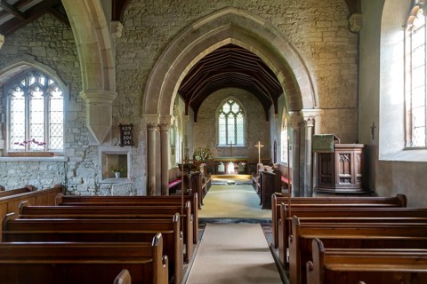Interior village parish church of the Holy Cross, Wilcot, Pewsey, Wiltshire, England, UK
