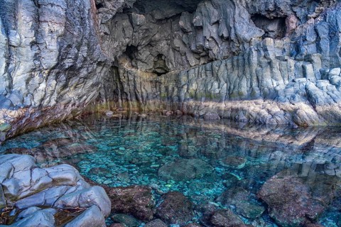 The natural volcanic pool Charco de la Laja, El Hierro, Canary Islands, Spain, Europe