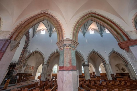 Frescoes from around 1450 in a side aisle of the High Gothic church of St Martin, Memmingen,