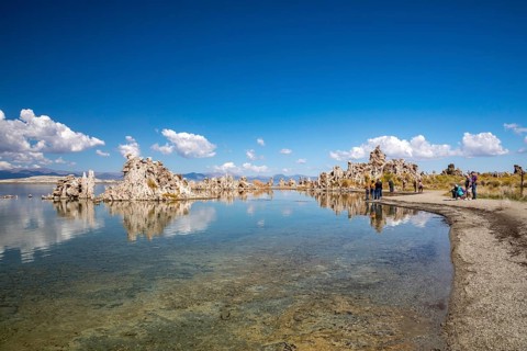 Lee Vining, California - Tufa towers in Mono Lake. The lake has no outlet, which makes it highly