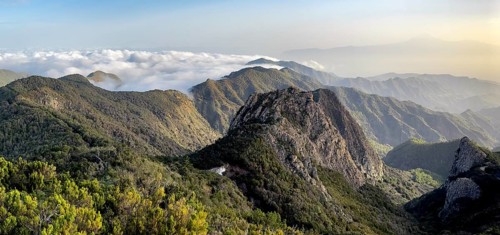 Los Roques, striking rock towers, Monumento Natural de los Roques, La Gomera, Canary Islands,