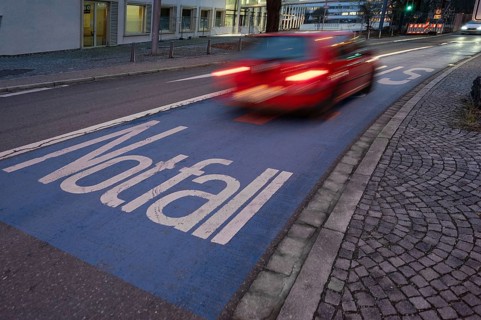Emergency lane for ambulances, buses and taxis, Erlangen, Middle Franconia, Bavaria, Germany,