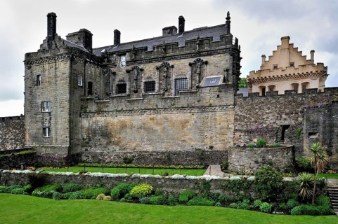 Castle gardens in front of the Prince's Tower in Stirling Castle, Scotland, UK
