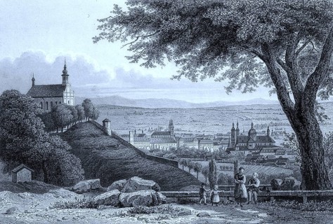 Franciscan monastery Frauenberg in Fulda, Hesse, Germany, in 1850, Historical, digitally restored