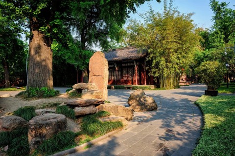 Wangjiang Pavilion in green Wangjianglou Park. Chengdu, Sichuan, China, Asia
