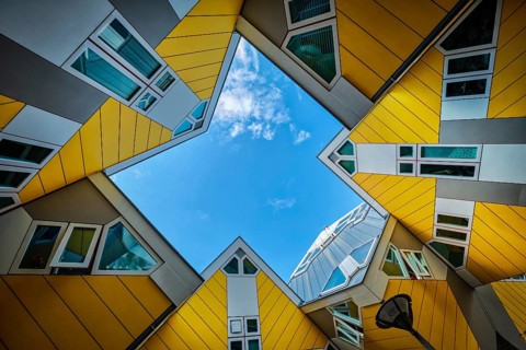 ROTTERDAM, NETHERLANDS, MAY 11, 2017: Cube houses, innovative cube-shaped houses designed by
