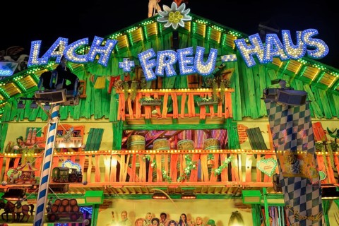 Lach+Freu-Haus fairground attraction, Oktoberfest, Munich, Upper Bavaria, Bavaria, Germany, Europe