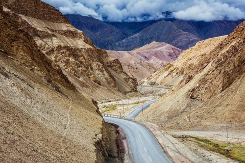 Srinagar Leh national highway NH-1 road in Himalayas. Ladakh, India, Asia