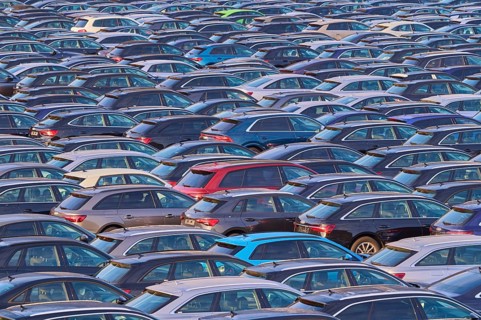 Large number of cars on assembly point, Brand Audi, Germany, Europe