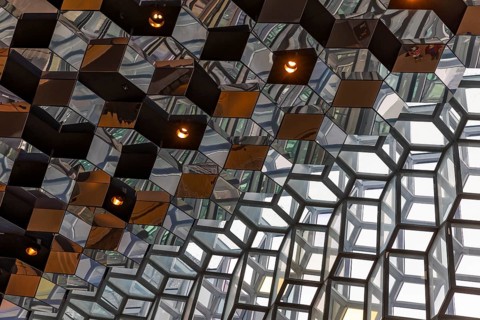 Harpa Concert Hall and Congress Centre, interior view, artistic modern architecture, Reykjavik,
