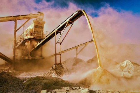 Vintage retro effect filtered hipster style image of Industrial background, crusher rock stone