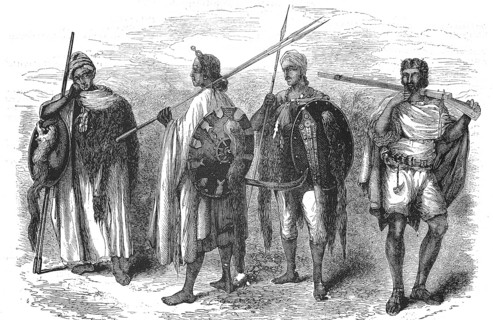 Members of the Army of Abyssinia, Guard of the Negus, in 1868, Ethiopia, Historic, digitally