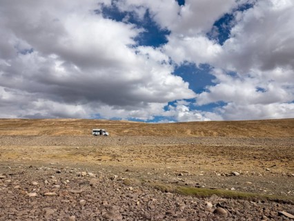 Stony plain in the high mountains at the Ximila Pass, Tibet, China, Asia