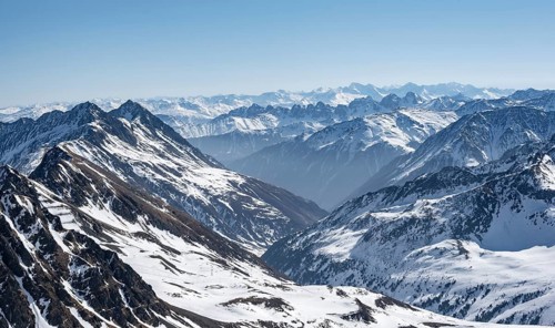 Peaks and mountains in winter, Sellraintal, Stubai Alps, Kühtai, Tyrol, Austria, Europe