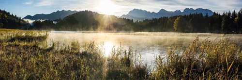 Geroldsee, behind it the Karwendel Mountains, Werdenfelser Land, Upper Bavaria, Bavaria, Germany,