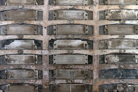 Historic burial chambers at the Monumental Cemetery, Cimitero monumentale di Staglieno), Genoa,