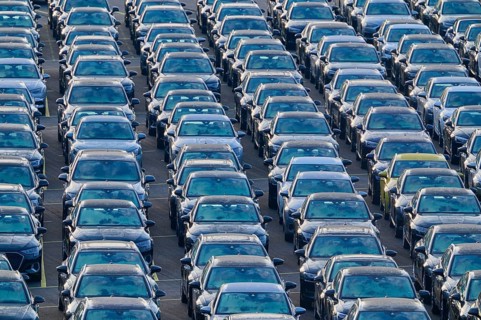 Large number of cars on assembly point, Brand Audi, Germany, Europe