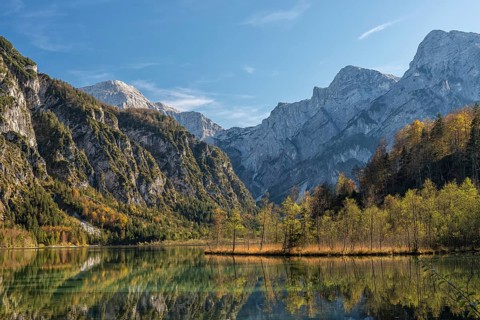 Almsee in autumn, Grünau im Almtal, Upper Austria, Austria, Europe