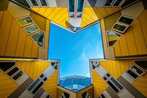 ROTTERDAM, NETHERLANDS, MAY 11, 2017: Cube houses innovative cube-shaped houses by architect Piet