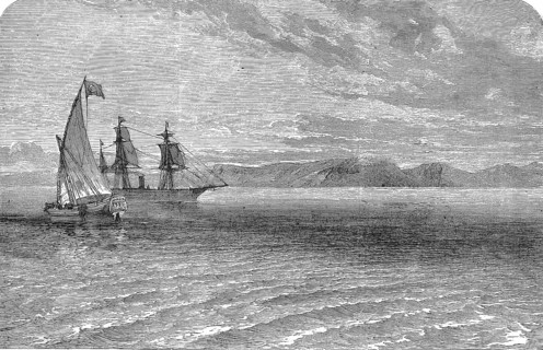 Sailing ships off the coast of Abyssinia, 1869, today Ethiopia and Eritrea, Historical, digitally