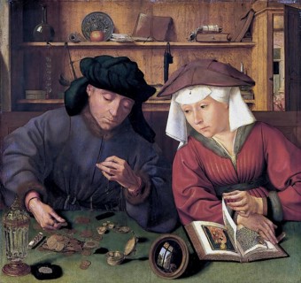 The Moneychanger and his Wife, 1514, after a painting by Quentin Massys, Historical, digitally