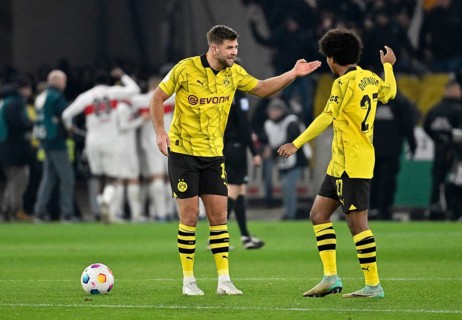 Goal celebration VfB Stuttgart, in front discuss Niclas Füllkrug Borussia Dortmund BVB (14) and