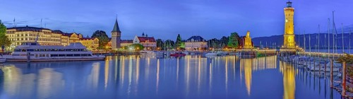 Lindau Lake Constance Harbour Panorama illuminated Germany
