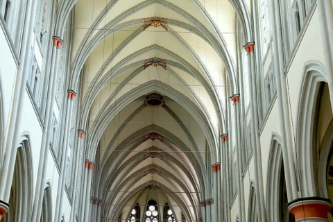 Interior and vaulted ceiling, Altenberg Cathedral, Bergischer Dom, former monastery church of